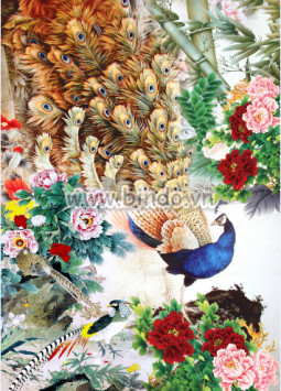 TRANH 3D CONG VA ĐÔI CHIM TRI