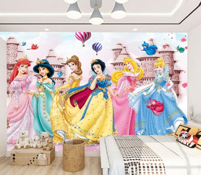 Tranh 6 nàng công chúa dán phòng bé gái (bạch tuyết)