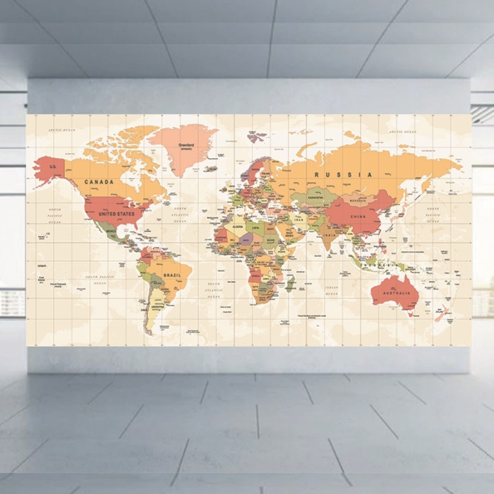 Tranh bản đồ thế giới dán tường văn phòng, công ty đẹp giá rẻ - 4