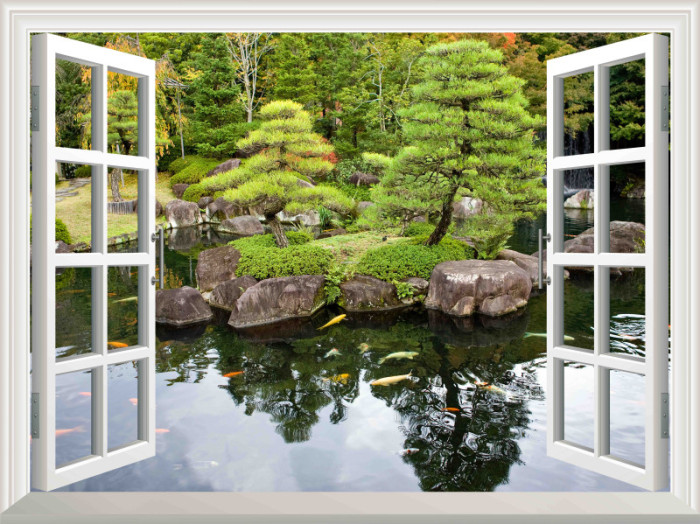 Tranh cửa sổ công viên Nhật Bản