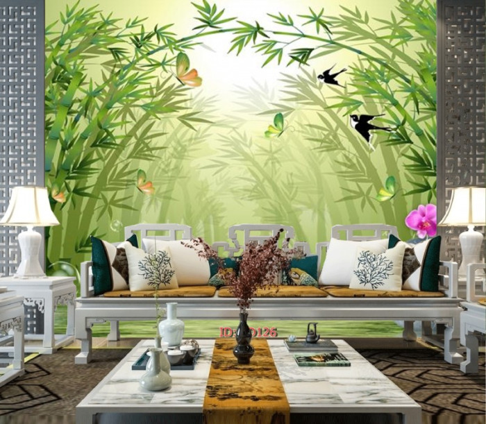 Tranh 3d rừng trúc xanh