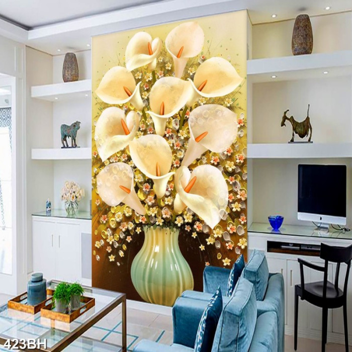 Tranh bình hoa loa kèn trắng