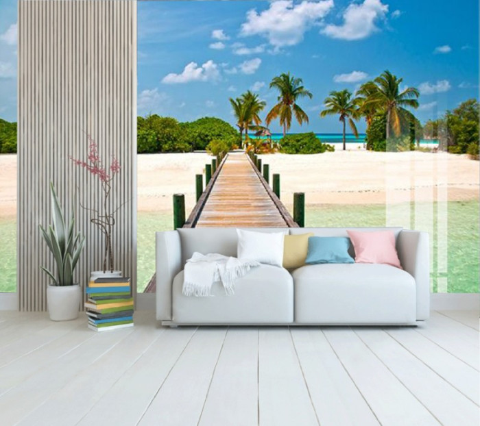 Tranh cảnh biển cây cầu