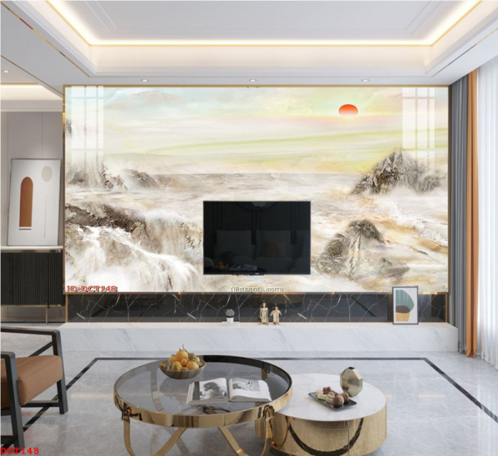 Tranh đá cẩm thạch cam trắng
