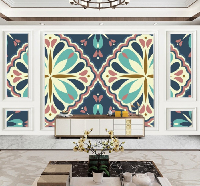 Tranh gạch bông hoa hình thoi