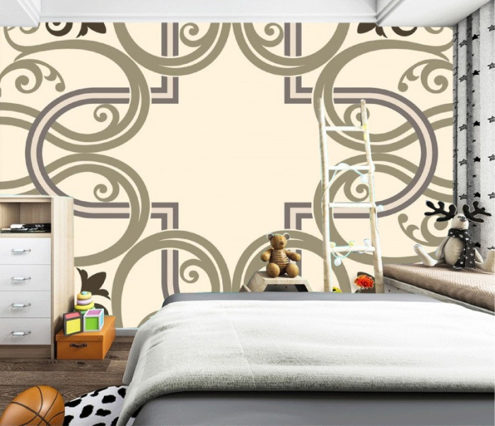 Tranh gạch bông nền vàng kem cổ điển vuông