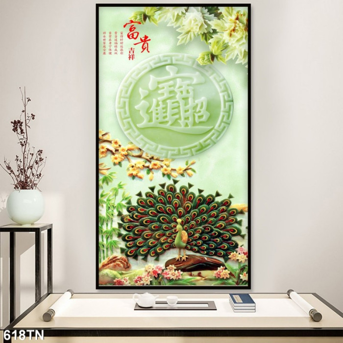 Tranh chim công đang múa