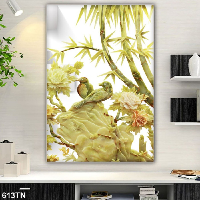 Tranh đôi chim và cành trúc