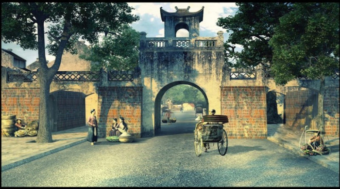 Tranh dán tường Hà Nội xưa nét đẹp phụ nữ xưa