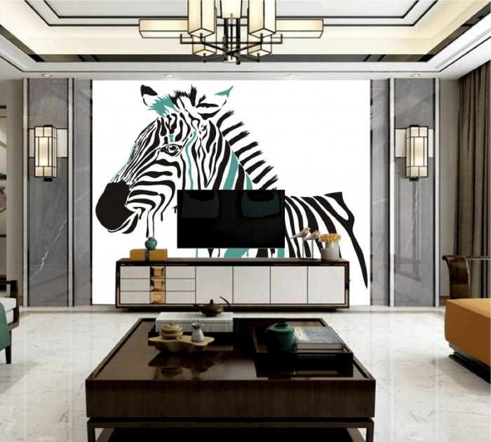 Tranh mã đáo thành công ngựa vằn xanh đen