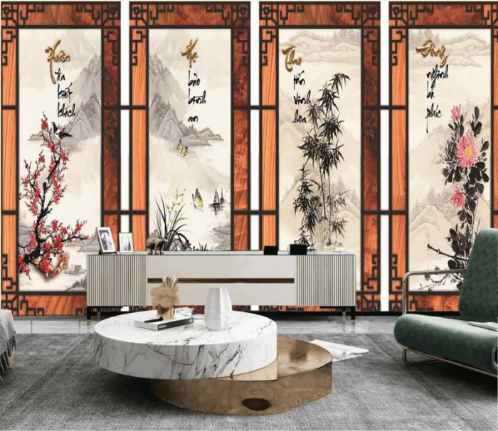 Tranh mai lan cúc trúc xuân hạ thu đông 4