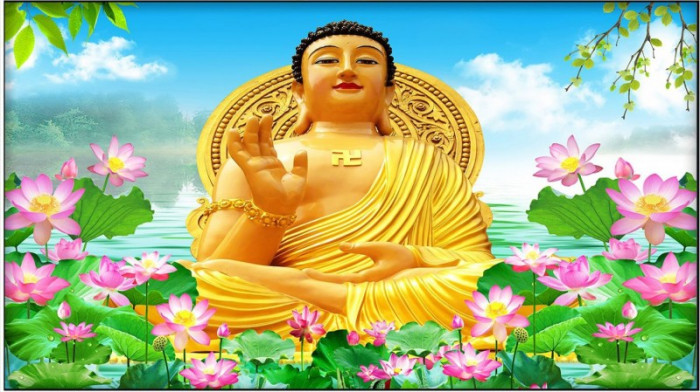 Tranh dán tường phật giáo Đức Phật A Di Đà
