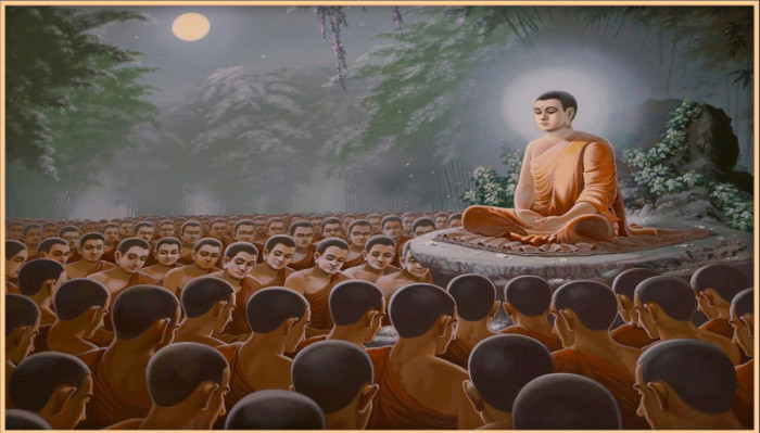 Tranh dán tường phật giáo Đức Phật Thuyết Pháp