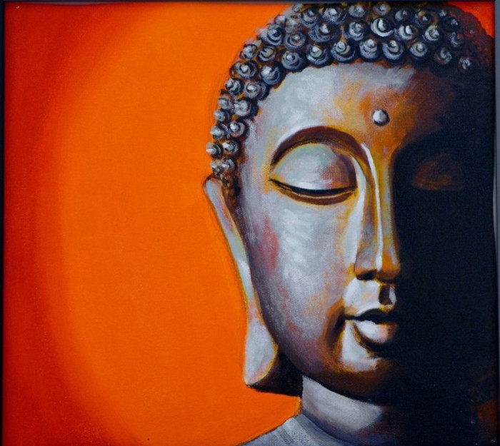 Tranh dán tường phật giáo khuôn mặt Đức Phật