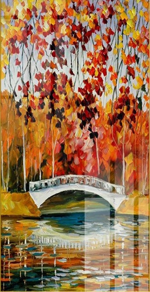 Tranh dán tường  phong cảnh châu âu cây cầu sắc màu