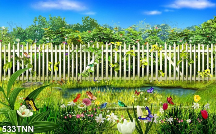 Tranh dán tường  phong cảnh hoa cỏ mùa xuân
