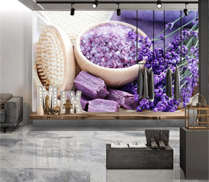 Tranh dán tường spa hoa lavender