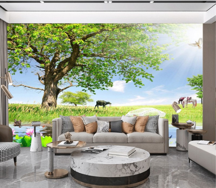 Tranh thủy mặc ,sơn thủy dưới bóng cây