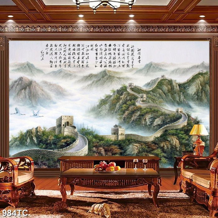 Tranh vạn lý trường thành và mây trắng