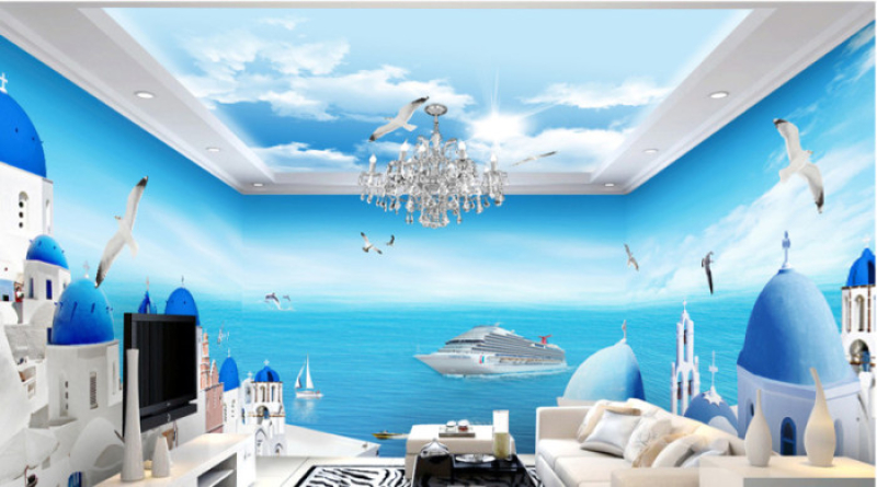 Tranh full phòng thành phố biển Santorini 1