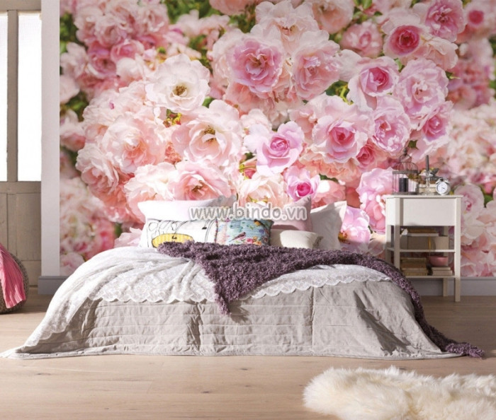 Tranh Hoa hồng khổ lớn dán tường quán, phòng khách ngủ đẹp