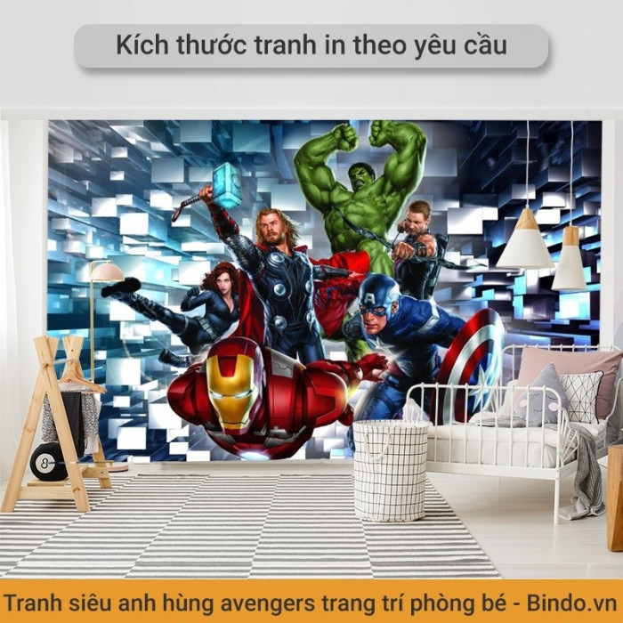 Tranh siêu anh hùng Avengers dán tường cho bé trai đẹp, giá rẻ in theo yêu cầu ở TPHCM