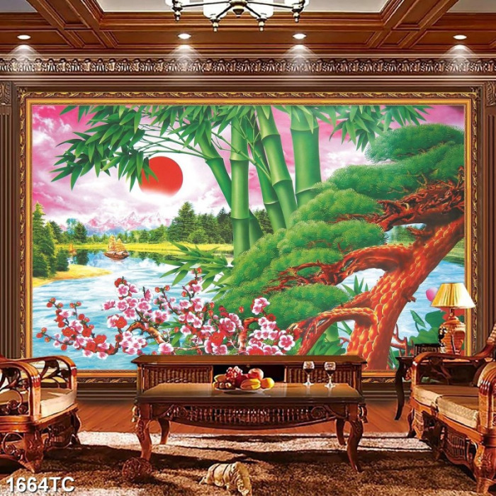 Tranh thủy mặc tre xanh