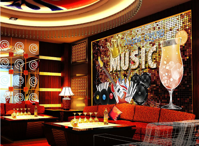 Night Club music tranh dán tường trang trí quán bar, karaoke đẹp, độc đáo lạ mắt nhất - 3