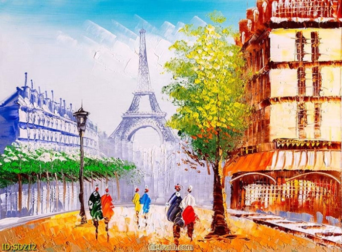 Tranh vẽ sơn dầu tháp Paris