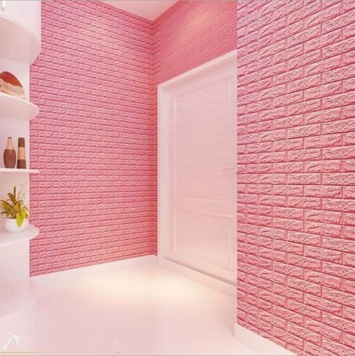 Xốp dán tường màu hồng phấn 7mm - 1