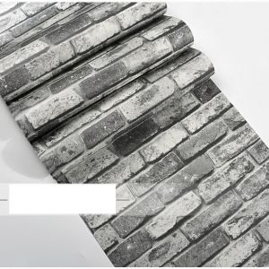 Giấy dán tường 3d gạch xám đen 2