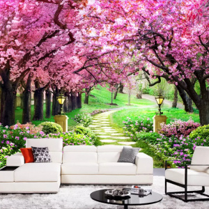 Tranh con đường vào vườn hoa anh đào Tranh con đường vào vườn hoa anh đào