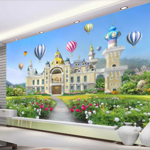 Tranh lâu đài và khinh khí cầu
