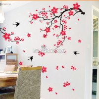 Decal dán tường Cành đào đỏ
