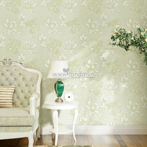 Giấy dán tường 3d hoa xanh nhạt