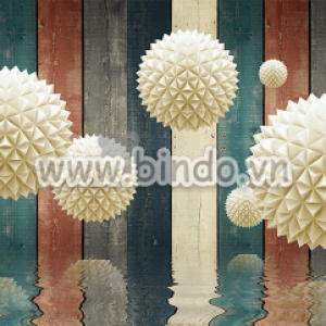 Tranh họa tiết dán tường 3D hình tròn trắng