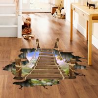Decal dán tường Cầu gỗ 3D