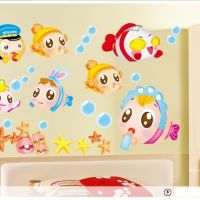 Decal dán tường Đàn cá sắc màu 8
