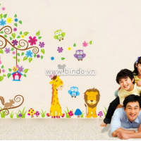 Decal dán tường Vườn thú to 4