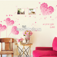 Decal dán tường Trái tim hồng 2