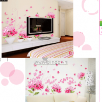 Decal dán tường Hoa ru băng hồng