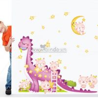Decal dán tường Khủng long tím