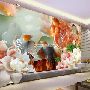 Tranh 2 con chim bên hoa mẫu đơn trắng giả ngọc khổ lớn dán tường Tranh 2 con chim bên hoa mẫu đơn trắng giả ngọc khổ lớn dán tường