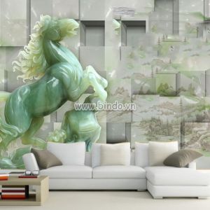 Tranh 1 con ngựa giả ngọc bích trên nền 3D đẹp Tranh 1 con ngựa giả ngọc bích trên nền 3D đẹp