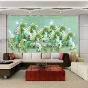Tranh 9 con ngựa chạy về bên phải giả ngọc bích khổ lớn Tranh 9 con ngựa chạy về bên phải giả ngọc bích khổ lớn