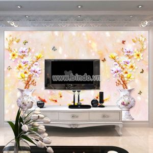 Tranh 2 bình hoa to giả ngọc trên nền đá hoa cương hồng Tranh 2 bình hoa to giả ngọc trên nền đá hoa cương hồng