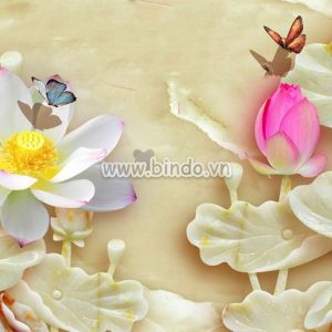 Tranh hoa sen trắng nhụy vàng đang nở tren nền hoa sen giả ngọc Tranh hoa sen trắng nhụy vàng đang nở tren nền hoa sen giả ngọc