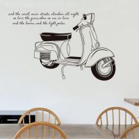 Decal dán tường Xe Vespa cổ
