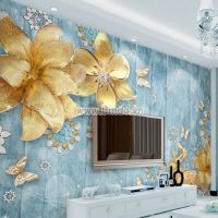 Tranh vẽ tuần lộc và hoa vàng