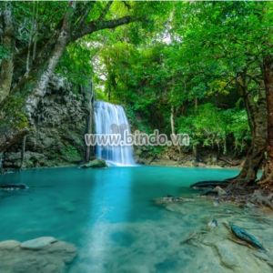 Tranh thác nước trong rừng nhiệt đới tại Vườn Quốc gia Erawan, Thái Lan